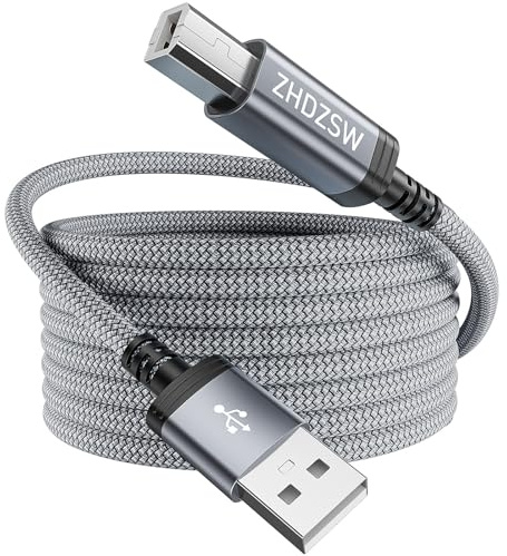 Kiuet USB Druckerkabel 3M, USB 2.0 Typ A anf Typ B Scannerkabel Kompatibel mit Canon, HP DeskJet/Envy, Lexmark, Dell, 3D, DAC, Xerox, etc