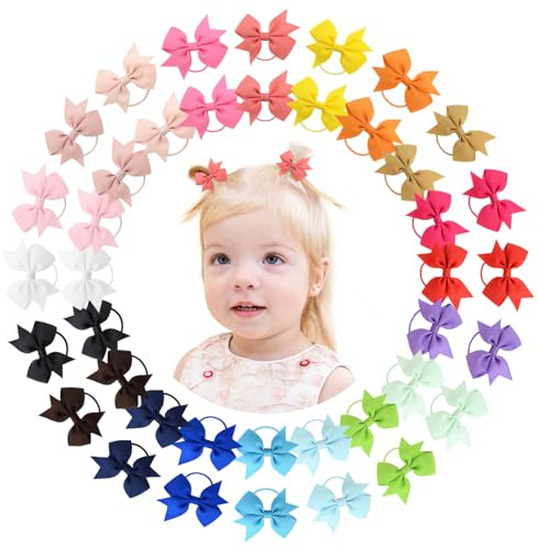 choicbaby 40 Stück Baby Mädchen Haarschleifen  5,3cm Haargummis | Elastisches Stirnband Pferdeschwanzhalter Haarband und Haarschmuck für Kinder und Kleinkinder
