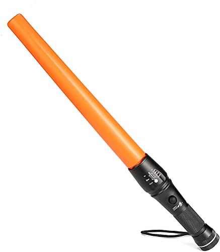 UltraFire 16.5 Zoll Signalstab LED Taschenlampe, 980 Lumen 5 Modi Zoomable Taktische Taschenlampe mit Verkehrsstock, Rot Blinkender Modus, Magnet Basis, für Kinder Camping Outdoor, A200