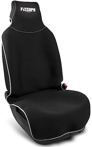 fixcape Neoprene Auto-Sitzschoner Vordersitze - Schoner Autositz vorne - Sitzauflage Auto universal wasserdicht - Werkstatt Sport Hobby (schwarz/grau)