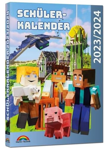 Schülerkalender 2023/2024 mit Minecraft inklusive Tipps, Tricks & Crafting-Rezepten