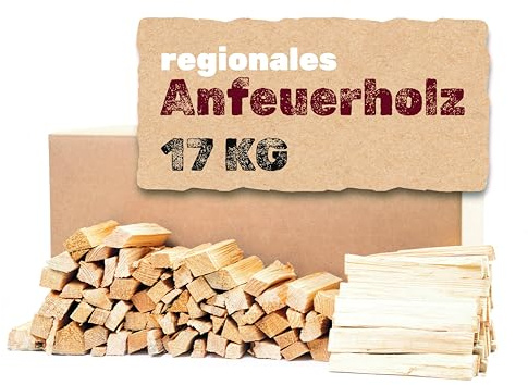 Heumüller Holzwolle Anzündholz 17 kg I Anfeuerholz aus gespaltenem & entrindetem Kiefernholz I Hoher Harzgehalt für schnelles & effizientes Anzünden I Ideal für Kamin, Grill & Lagerfeuer