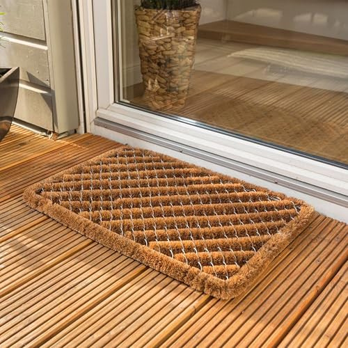 Astra Fußmatte außen Kokosmatte Kokosfaser Türmatte - Schmutzfangmatte Bürstenmatte Fußabtreter wetterfest - strapazierfähiger Fußabstreifer Streifen 40x60 cm