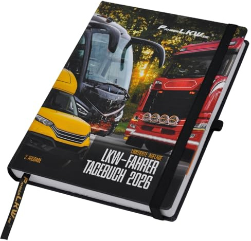 FahrerLKW.DE LKW-Fahrtenbuch 2026: Hardcover, LKW-Logbuch, Wöchentliche Zeiterfassung, Schichtplan, Limitierte Ausgabe – Entwickelt von Berufskraftfahrern