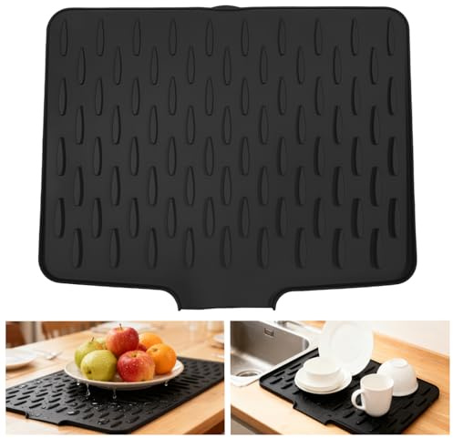 Sixinfeto Abtropfmatte Geschirr 1 Stück 40x32.5cm Abtropfmatte Spüle Abtropfunterlage Silikon Spülmatte rutschfest hitzebeständig für Küche