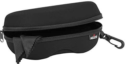 NoCry Brillenetui für Schutzbrille, Etui mit Filzfutter, verstärktem Reißverschluss und praktischem Gürtelclip. Schwarz