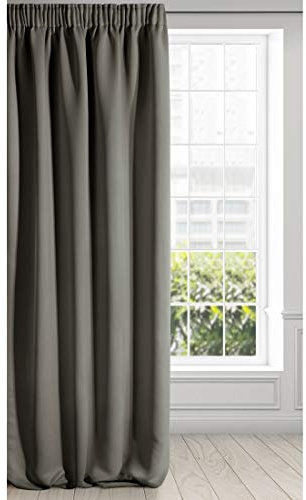 Eurofirany Logan Vorhang Blickdicht, Blackout, Satin Verdunkelungsvorhang mit Kräuselband-1 STK. Elegant, Glatt, Einfarbig, Wohnzimmer, Schlafzimmer, Grafitgrau, 135x270 cm