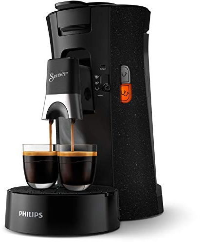 Philips Senseo Select ECO-Kaffeepadmaschine, schwarz/gefleckt - Wahl der Kaffeestärke plus Memo-Funktion, aus recyceltem Kunststoff (CSA240/20)