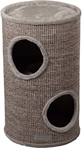 kratztonne für Katzen – Flamingo Greta S – 60 cm – Ø 35 cm – Sisal & Plüsch – 2 Etagen