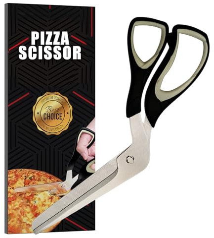 Grey lebensmittelechte, scharfe Pizzaschere, schneidet Pizza, ohne die Beläge zu verschieben. Pizzaschneider Spülmaschinenfest, weicher Griff und multifunktionale Küchenschere, 27 cm lang