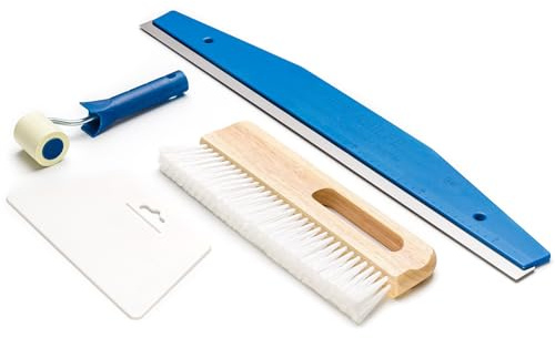 Colorus Profi Tapezier-Set 4-teilig – Tapetenbürste, Nahtroller & Andrückspachtel – Inkl. 60 cm Edelstahl Beschneidelineal – Komplettes Tapezierwerkzeug für Vlies & Raufaser