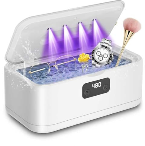 yorraka Ultraschallreinigungsgerät UV Licht, 800ML, 49000Hz | 5 Timer Modi UV Ultraschall Reinigungsgerät für Brillen Zahnschiene und Schmuck Dental Pod
