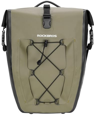 ROCKBROS Gepäckträgertasche 100% Wasserdicht mit Tragegriff | Fahrradtasche, Fahrrad Hinterradtasche für Gepäckträger, 25–32 L für Gravelbike Rennrad MTB