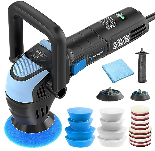 RAYBAO Mini Poliermaschine, 750 W Auto Poliermaschine mit 12 mm Exzenterschleifer, Verbessert die Arbeitseffizienz um 35%, Exzenter Poliermaschinen 6 Variable Geschwindigkeit