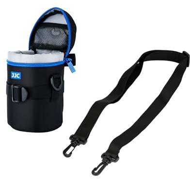 JJC Deluxe Objektiv Tasche mit 1 x Umhängeband, Wasserabweisend, Schwarz, passt Objektiv Durchmesser und Höhe unter 110 x 190mm (4.3 x 7.5”)