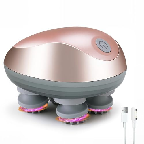 HNCY Kopfmassagegerät Elektrisch, Tragbar Kopfmassagegerät, Kabelloses Handmassagegerät, USB Aufladbar, 3 Modi, IPX6 Wasserdicht, Kopfmassage für Entspannung, Tiefenreinigung