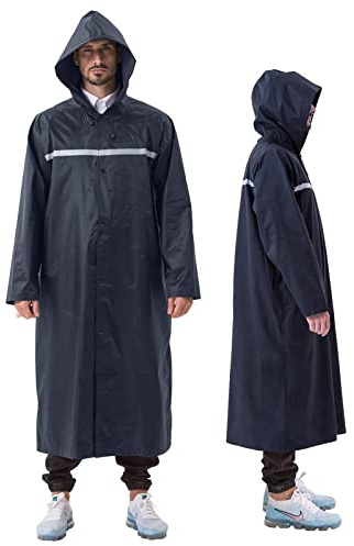 ioutdoor Regenmantel 100% Wasserdicht, der Extra Lange Regenschutz | Mehrzweck, Belüftet, Ripstop, Wiederverwendbar, Kompakt, mit Kordelzughauben, Reißverschluss, Knopf, Reflektoren