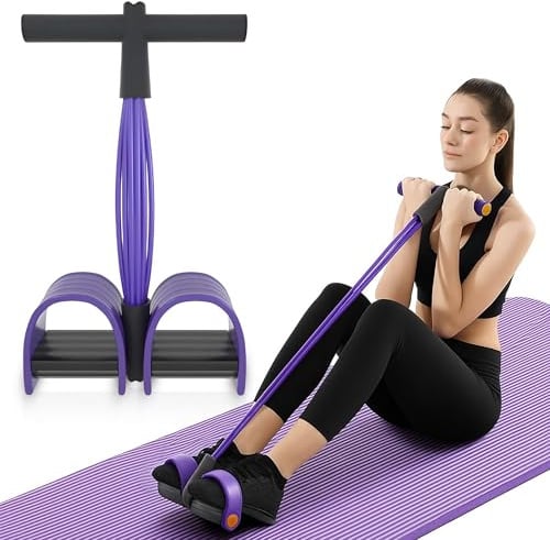 Bauchtrainer, Sit Up Trainingsgeräte Bodybuilding Expander Ganzkörpertrainer für Zuhause 6 Tubes Elastische Zugseil Multifunktions Leg Exerciser für Fitness Abnehmen Training Yoga