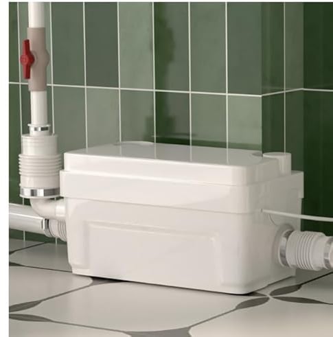 Zerkleinerer Pumpe mit 8 Anschlüssen - Abwasserpumpe mit Kupfermotor und dualer Geruchsneutralisierung für Toilette, Küche, Waschmaschine und Dusche