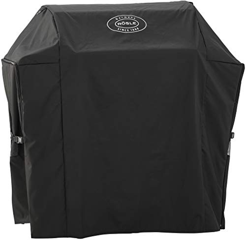 RÖSLE Abdeckhaube BBQ-Station VIDERO G4/G4-S, Hochwertige Schützhülle aus 100% Polyester mit PU-Beschichtung, praktischer Reißverschluss, wetterfeste Abdeckung, Schwarz