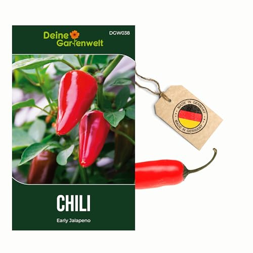 Chili Early Jalapeno Samen - Capsicum annuum - Chilisamen - scharfe Sorte - Gemüsesamen - Saatgut für 6 Pflanzen