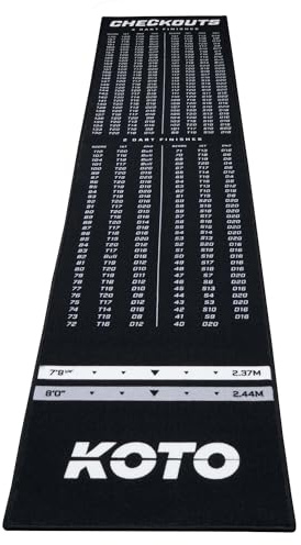 KOTO Carpet Checkout Dartmat Schwarz 285x60cm, Robuste Polyestermatte, mit Rutschfester Oberfläche, Werbematerialien, Komplet Checkout-Tabelle, Diese Dartmatte beschützt Boden Herunterfallenden Darts