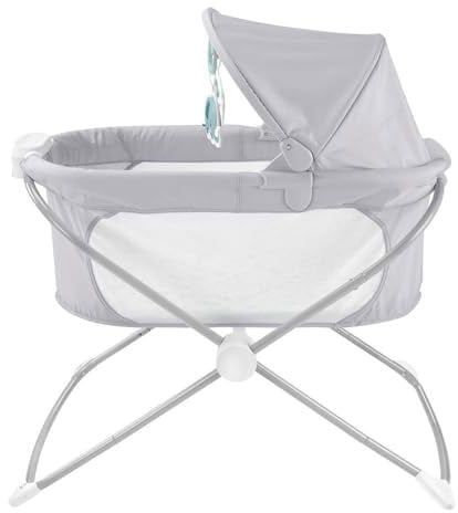 Fisher-Price GWD36 - Zusammenklappbares Beistellbettchen – tragbares Babybettchen mit Licht für Neugeborene und Säuglinge
