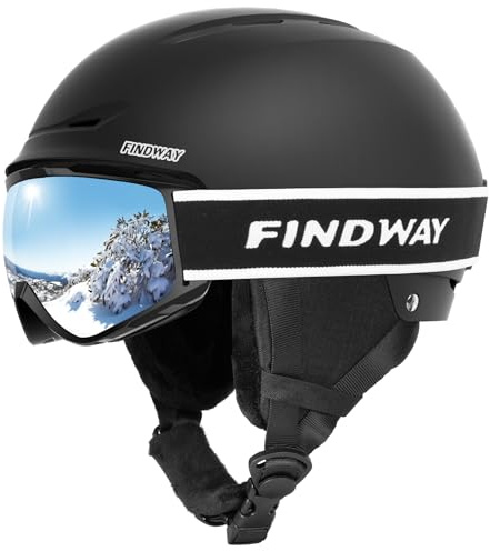 Findway Skihelm und Skibrille Set, SnowboardHelm mit Brille für Damen und Herren Erwachsene Skihelme für Männer, Frauen und Jugendliche