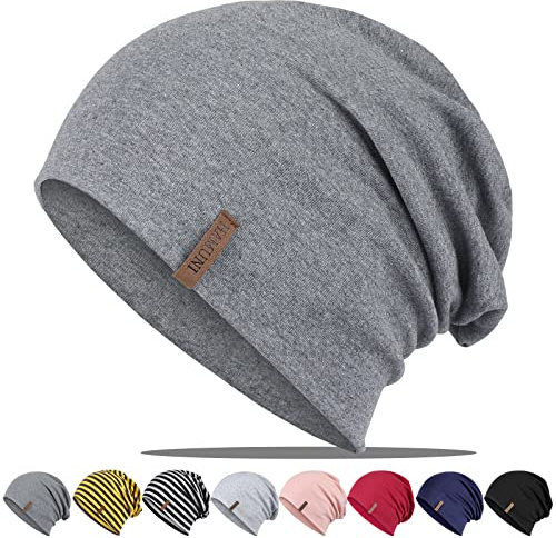 HAMUNI Mütze Damen Herren, Weich Dünne Slouch Beanie Mütze aus Baumwolle, Leichte Atmungsaktiv Longbeanie, Elastisch Jersey Chemo Mütze für Alle Jahreszeiten