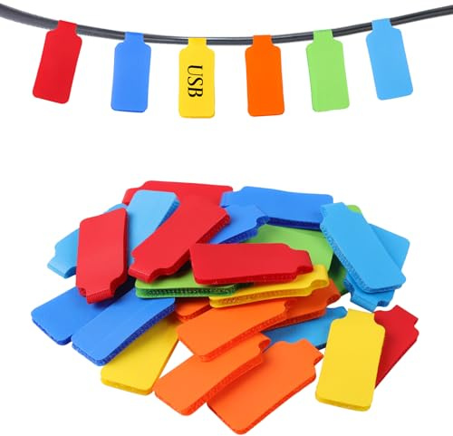 36 Stück Kabelbeschriftung Clip, Kabel Beschriftung Nylon Kabeletiketten 6 Farben Kabelmarkierung Wiederverwendbare Klettverschluss Kabelmarkierer für Zuhause, Büro