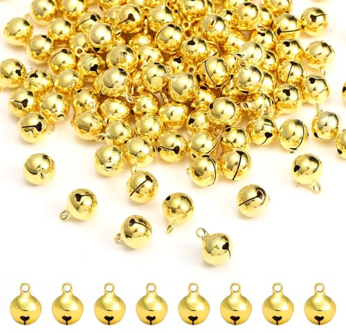 Naler 120 Stück kleine Glöckchen 12 mm Glöckchen aus Metall Jingle Bells für Weihnachten/Dekoration