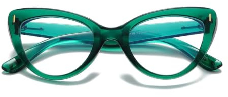 Hubeye Katzenauge Brillen für Damen Modisch Großem Rahmen Anti-Blaulicht Cat eye Brillen mit Brillenholster