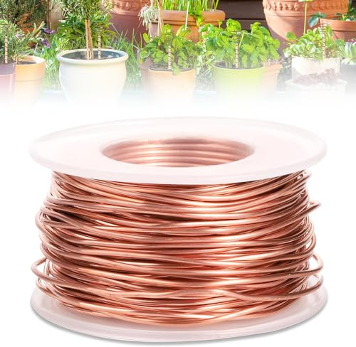yotutun 20m Electroculture Gardening Kupferdraht, 99,9% Reiner 16 Gauge/1,3 mm Copper Wire Blanker Kupferdraht für Garten, Pflanzen und Gemüseanbau, Air Plant Holders
