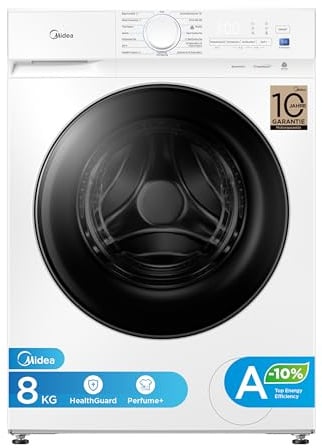 Midea Waschmaschine V3 series, 8 kg | Energieeffizienzklasse A-10% | 1400 U/min | Dampffunktion | Tierhaare| 15-Min Schnellwäsche | Woolmark-Zertifiziert | MFV3EW80BA10 | Weiß