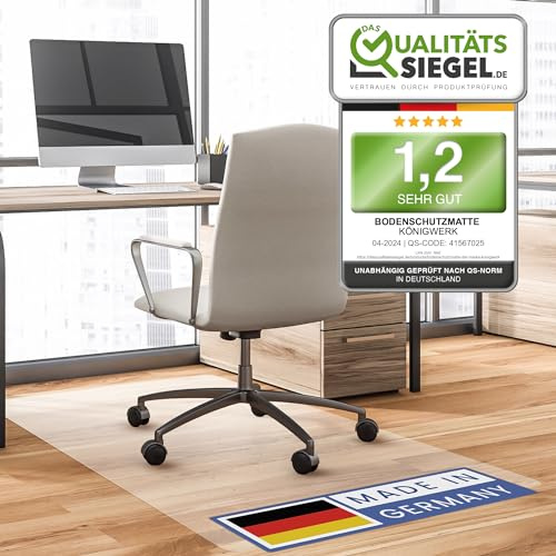 Bodenschutzmatte Bürostuhl - Bürostuhl Unterlage in milchweiß - Kratzfest - rutschfest - Made in Germany - 90 x 120 cm