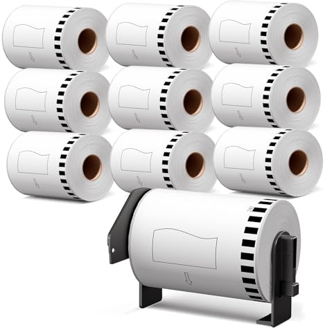 10x Kompatibel mit Brother DK-22243 Endlose Versandetiketten 102mm x 30.48m | MarkField 10x DK-2243 Papier Selbstklebende Etiketten für P touch QL-1050 1060N 1100 1110NWB, Große Versand Etikettenpapier