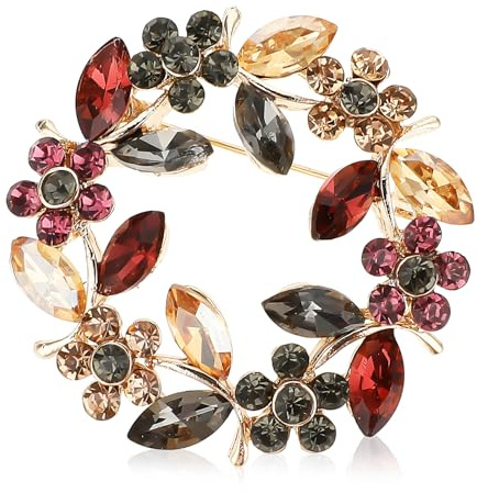 Molain Bunte Girlande Brosche - Damen Kristall Strass Blumenstrauß Elegante Anstecknadel für Mantel Kleid Kleidung - Abzeichen für Braut Mutter Geschenke (Braun)