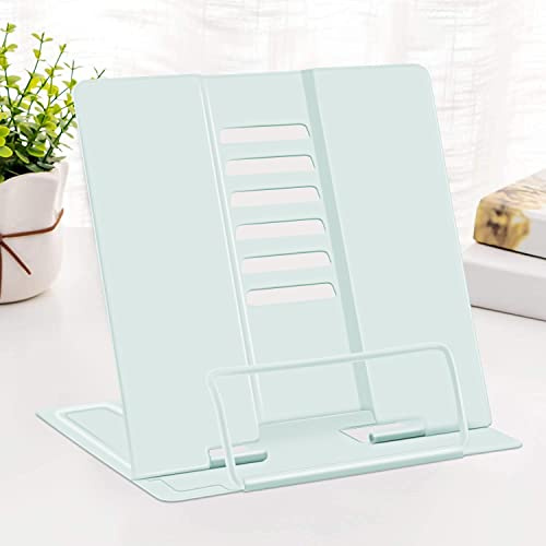 Buchstützen, MSDADA Leseständer Kochbuchhalter 6 Stufen Verstellbar Metall Faltbar Multifunktions Rutschfest Kinder Buchständer für Küche Arbeitszimmer Büro Schule These(Macaron Grün)