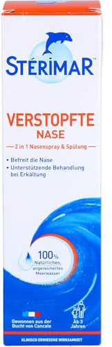 STÉRIMAR Meerwasser Nasenspray, 100 Prozent natürliches Meerwasser, 2 in 1 Spray und Spülung, geeignet für Erwachsene und Kinder, 100ml
