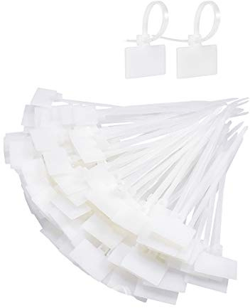Kissral 200pcs Kabelbinder Weiß Set Kabelmanagement Schreibtisch Kabelhalter Kabelorganisation Reisen Kabelbeschriftung Etiketten Kabelhalterungen Auto Kabelmarkierer Beschriftbar für PC Drähte