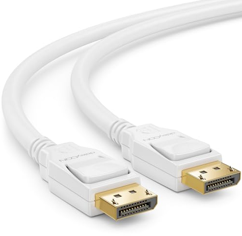deleyCON 3,0m DisplayPort 8K Kabel 1.4 bis 360Hz HBR3 DSC HDR-10 - Weiß | 1080P bis 8K, optimal für Gaming Monitore und PC