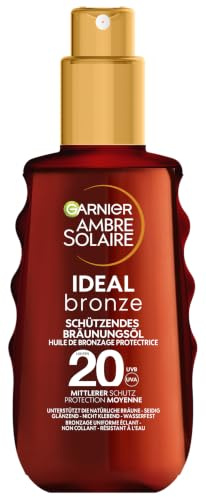Garnier Sonnenöl mit LSF20, Feuchtigkeitsspendender Sonnenschutz und Bräunungsbeschleuniger, Ambre Solaire Ideal Bronze, 1 x 150 ml