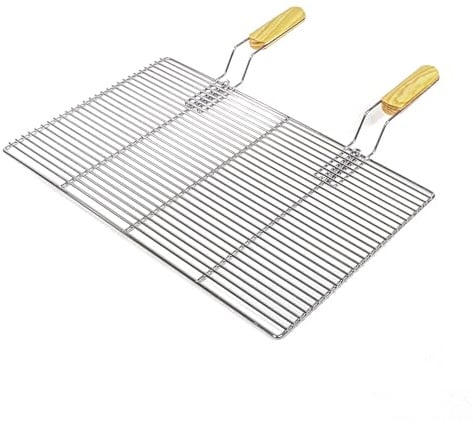 BBQ Grillrost Eckig 54x34cm aus Hochwertigem Edelstahl mit Handgriffen für Gasgrill, Kugelgrill usw.