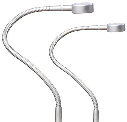 kalb Material für Möbel LED Bettleuchte Leseleuchte Bettlampe Flexleuchte chrom silbergrau Touch Schalt, Farbe:silbergrau/alu eloxiert, Größe:2er Set