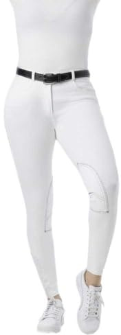 Riding World - Reithose für Mädchen & Jungen Alexandrie | Reiterhose mit Kniebesatz aus Stoff | mit Eingrifftaschen vorn | Reitleggings in Weiß | Kinder Reitbekleidung in Größe 152