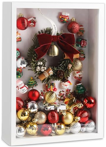 ZUPAPJO 3D Bilderrahmen zum Befüllen, A4, Weiß, Tiefe 5cm, Objektrahmen, Shadowbox mit Transparenter Acrylplatte für Medaillen, Trockenblumen