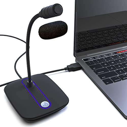 KLIM C4 USB Mikrofon mit Stummschalttaste für PC Konsole und Mac | Mit Audiofilter für klare Stimme und flexiblem Hals ganz ohne Software, Schwarz