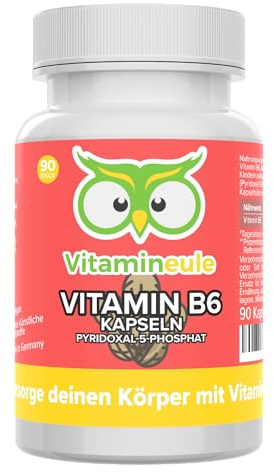 Vitamin B6 Kapseln - hochdosiert 25 mg P-5-P - bioaktiv & vegan - Produktion in Deutschland - Pyridoxal-5-Phosphat - für Erwachsene & Kinder - kleine Kapseln statt Tabletten - Vitamineule®