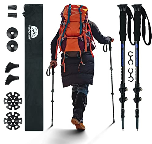 Nordic Walking Stick für Damen und Herren, Teleskop 2 Stück Wanderstöcke für Trekking, Aluminium Wanderstock, 60-135 cm Trekkingstöcke für Kinder, Adult, Verstellbar Wanderstöcke