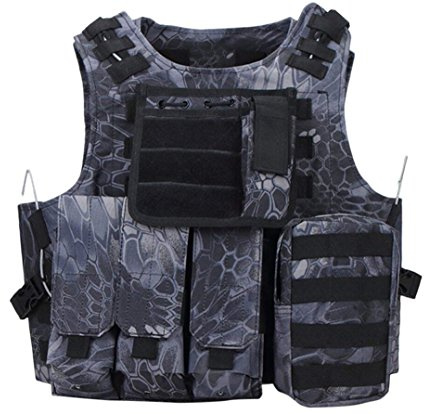Invenko Taktische Trainingsweste für Airsoft Paintball Combat Swat Assault Armee Schießen Jagd Outdoor Molle Polizei Weste, Python, schwarz, X-Large-XXL